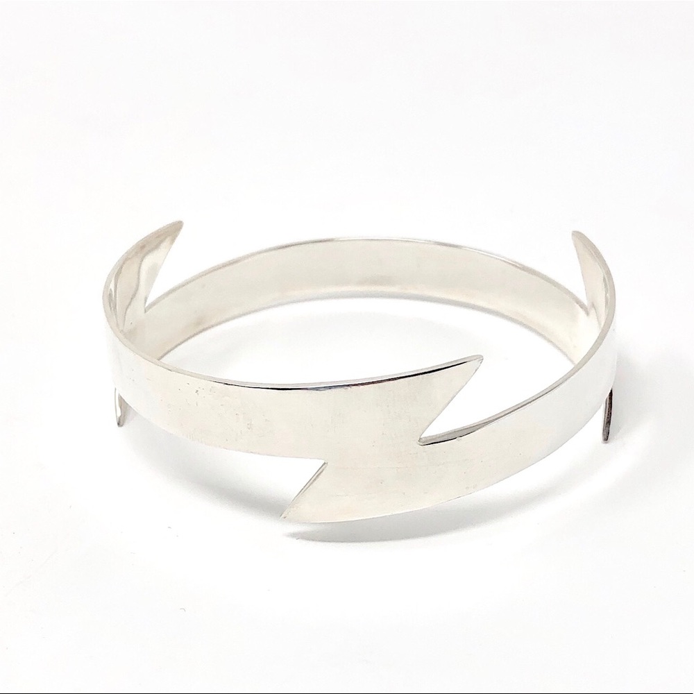 Sterling Silver Lightning Bolt Bangle Bracelet